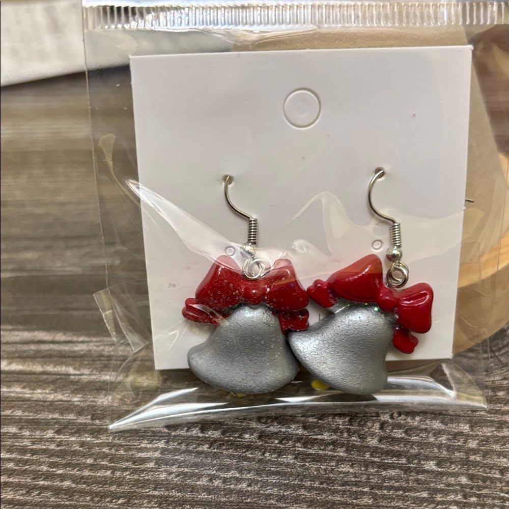Red and Silver Bell‎ Earrings